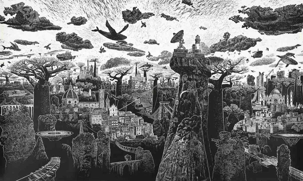 Ade Adesina, 'The Questions', linocut