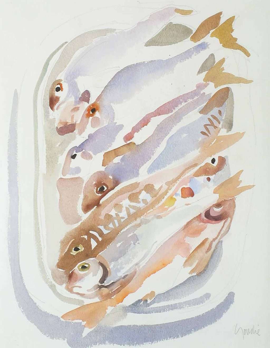 Alexander Goudie, 'Fresh Catch of Rougets', watercolour on paper