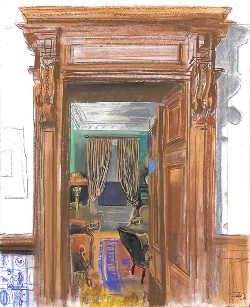 Alexander Goudie, 'Into the Living Room', pastel and chalk on paper