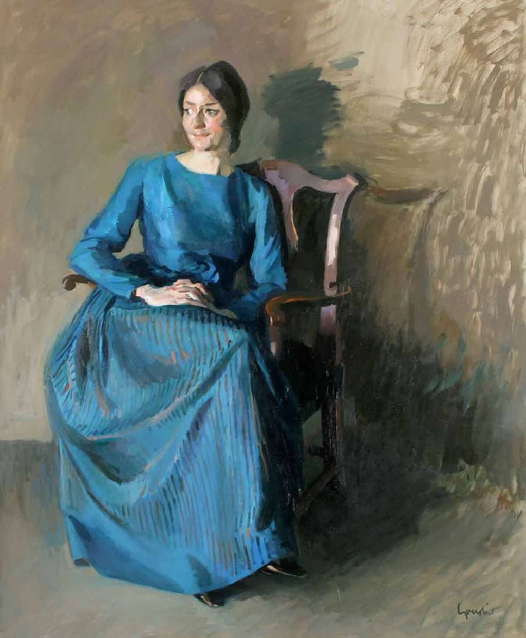 Alexander Goudie, 'Mainee in a Blue Dress', oil on canvas