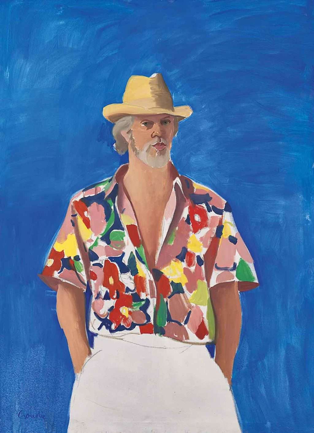Alexander Goudie, 'Portrait of the Artist in a Floral Patterned Shirt', oil on canvas