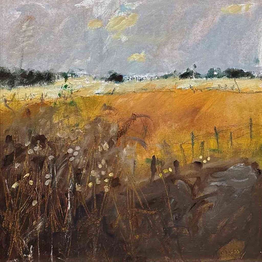 Andrew Cross, 'Fields near Biggar', oil on board