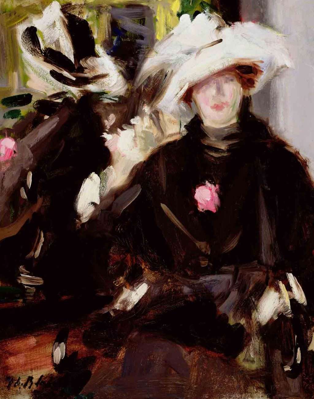 F C B Cadell, 'The Feathered Hat', c.1914, oil on millboard. Image courtesy of the Fleming Collection
