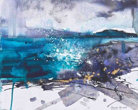 'Isle of Luing', mixed media on canvas board