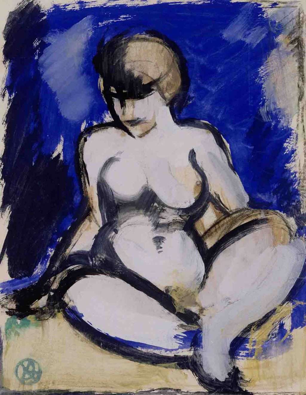 J D Fergusson, 'Blue Nude', c.1909-10, gouache. Image courtesy of the Fleming Collection