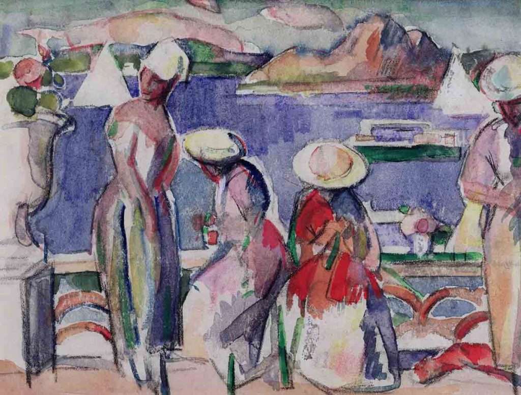 J D Fergusson, 'La Terrace, Dinard', 1920, watercolour on paper