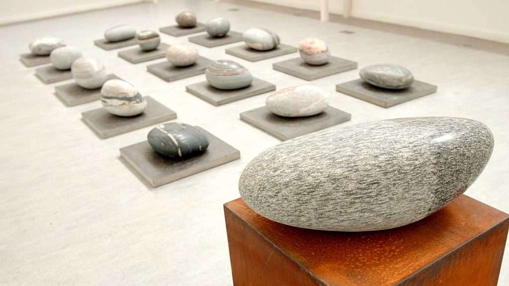 Jake Harvey, 'Boundary', metadolerite and corten steel