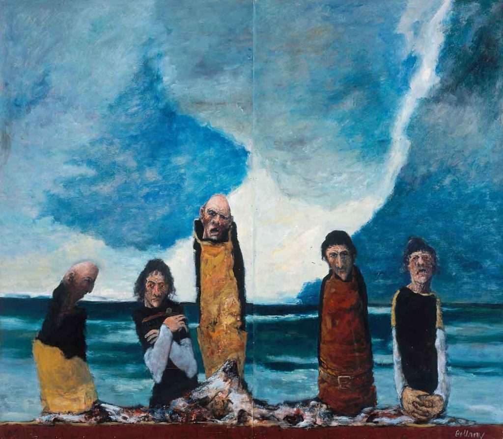 John Bellany, 'The Obsession', c.1968, oil on panel © The John Bellany Estate.