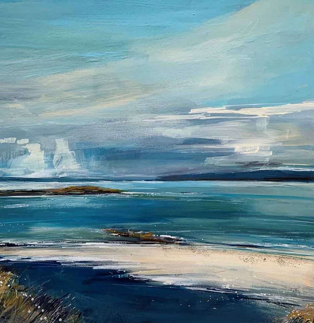 Sarah Carrington, 'Evening Light, Iona', mixed media with gold leaf