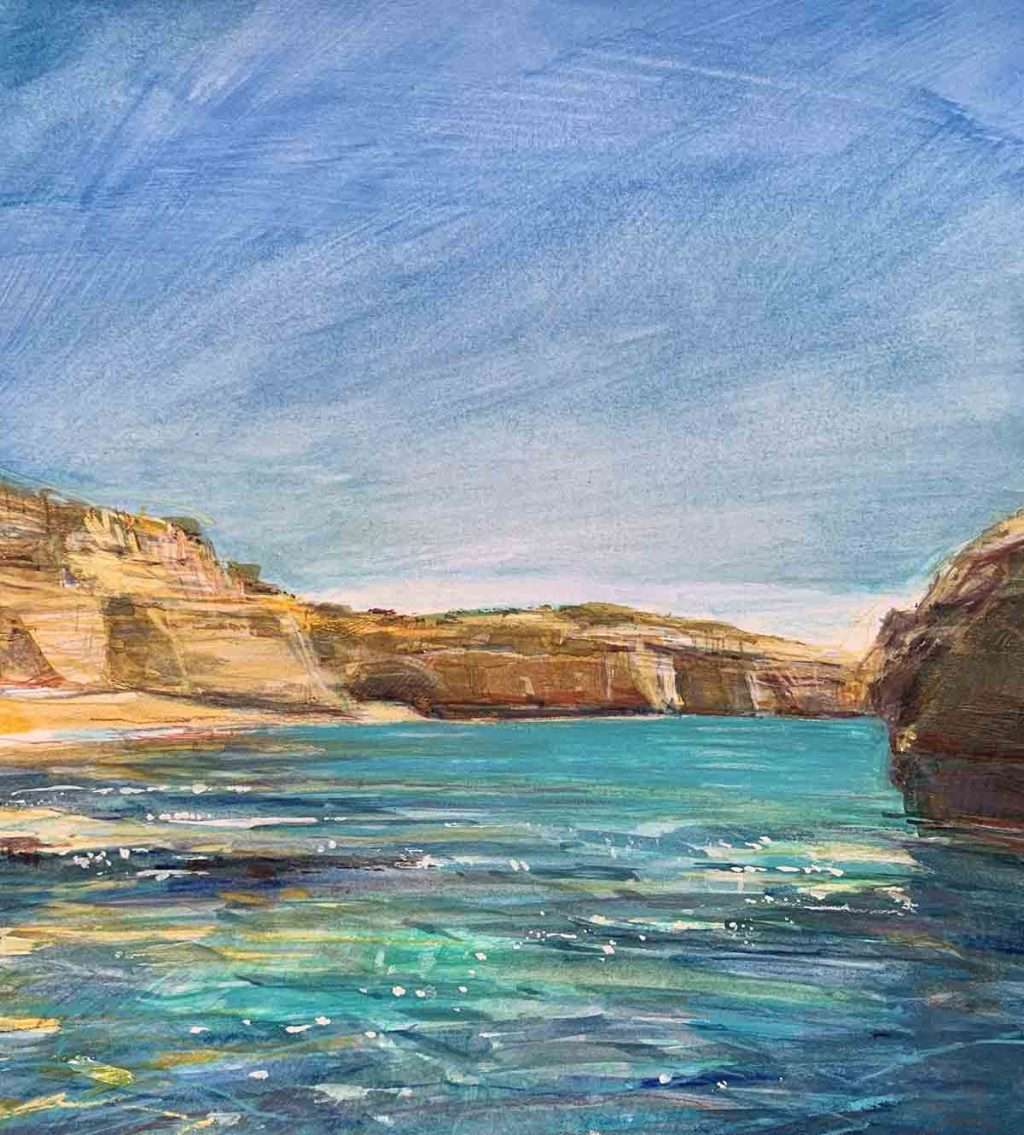 Sarah Carrington, 'Sea caves, the Algarve', mixed media