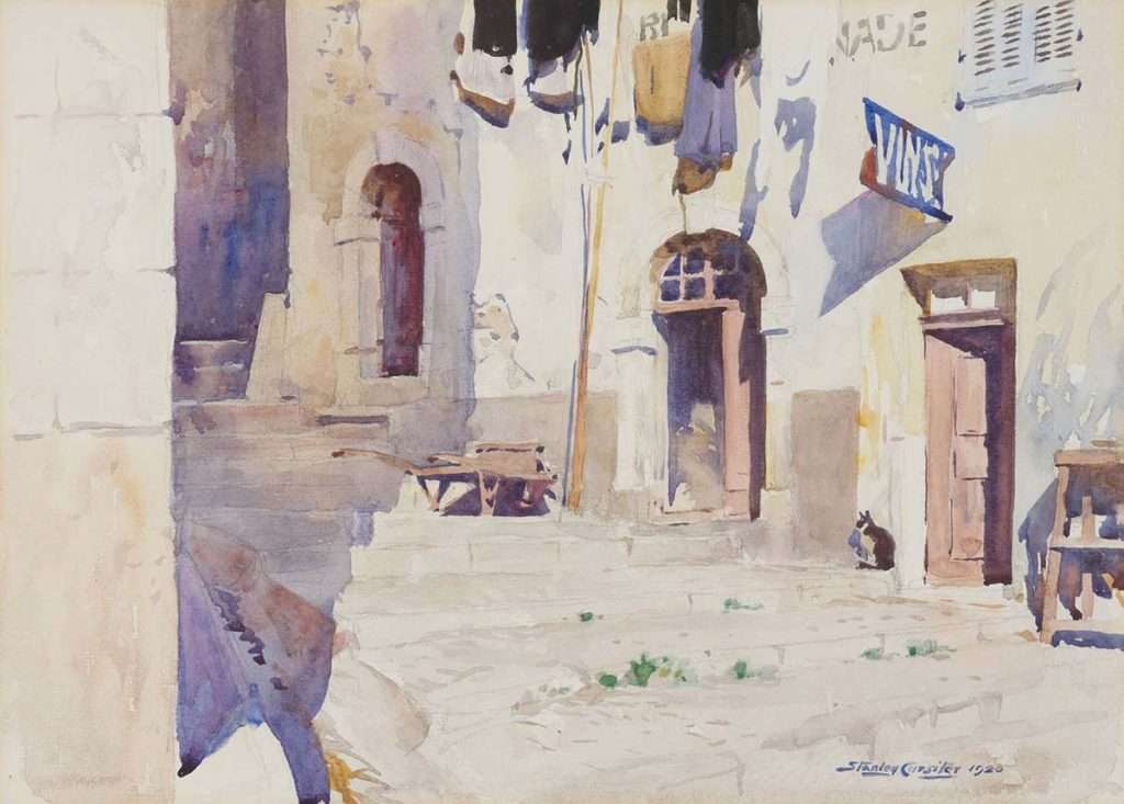 Stanley Cursiter CBE, RSA, RSW, 'An Estaminet In A French Village', watercolour