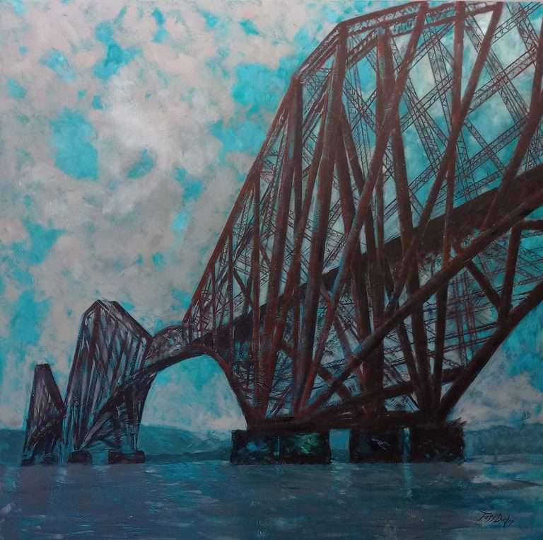 Tess Dunlop, 'Girders No1’, oil on distressed metal