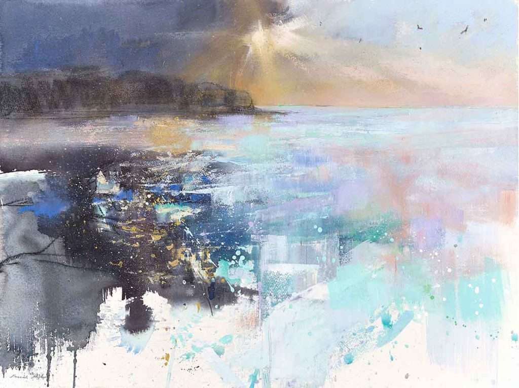 'Towards St Abbs Head', mixed media on paper